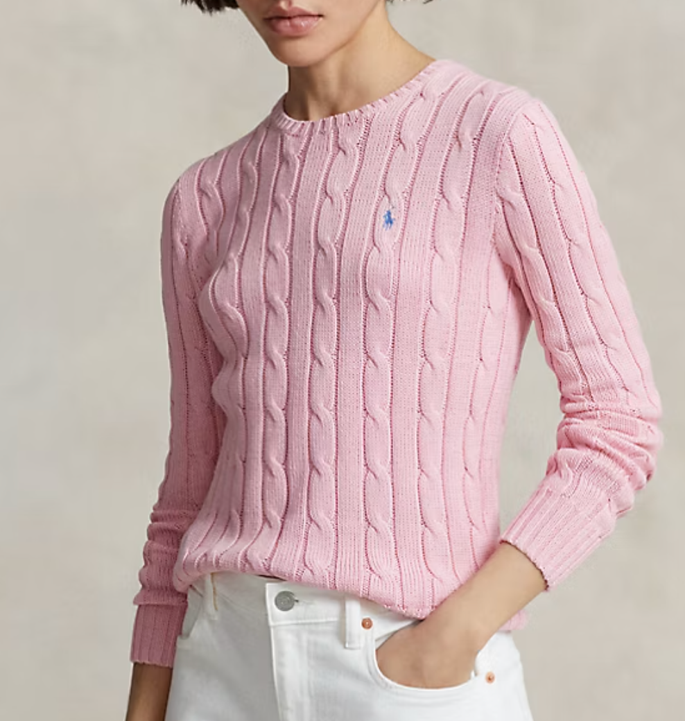 Cable-Knit Cotton Crewneck Sweater