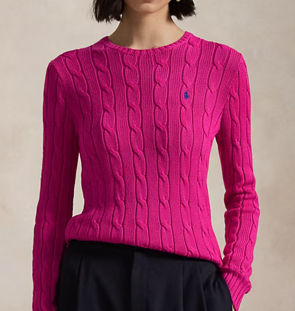 Cable-Knit Cotton Crewneck Sweater