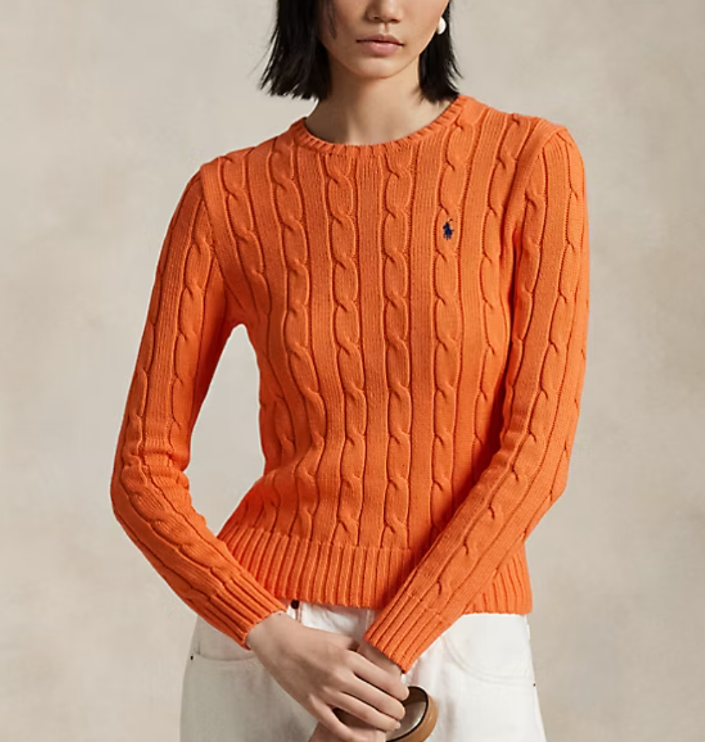 Cable-Knit Cotton Crewneck Sweater