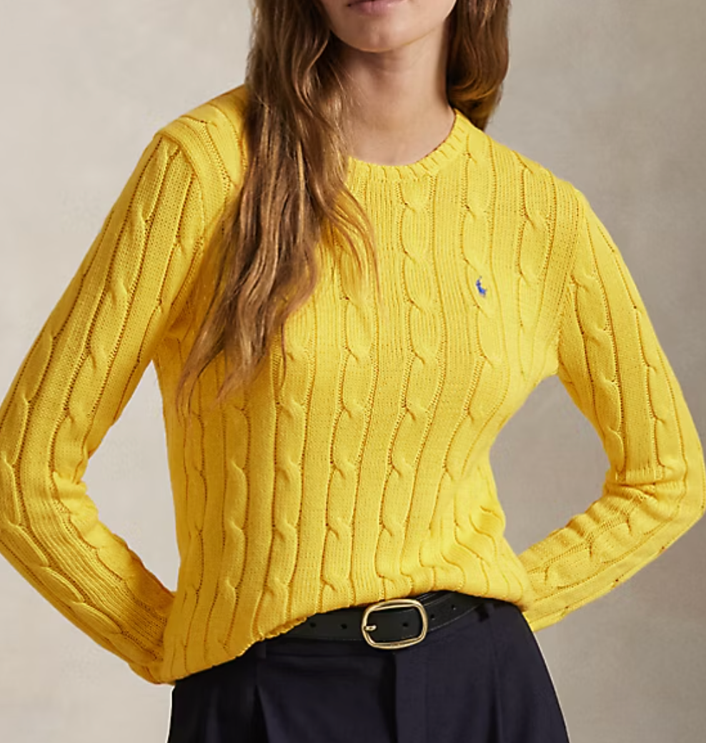 Cable-Knit Cotton Crewneck Sweater