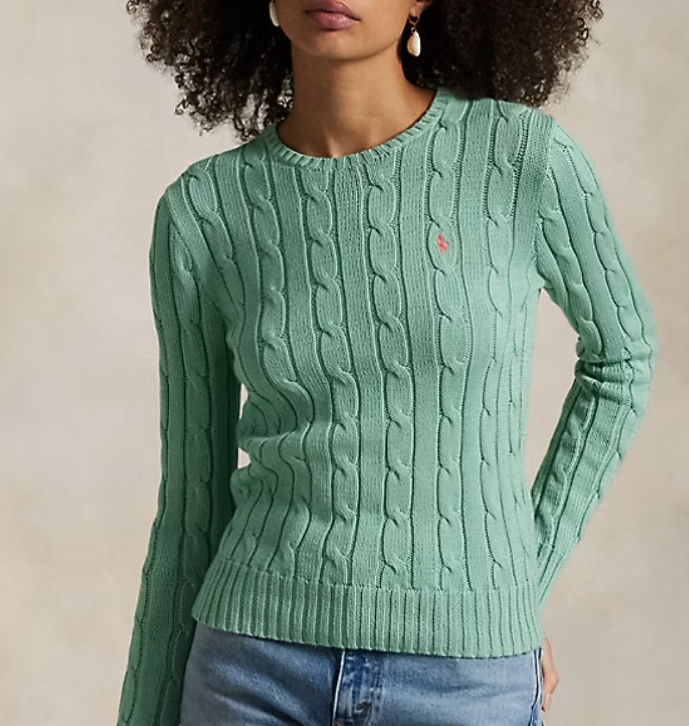 Cable-Knit Cotton Crewneck Sweater