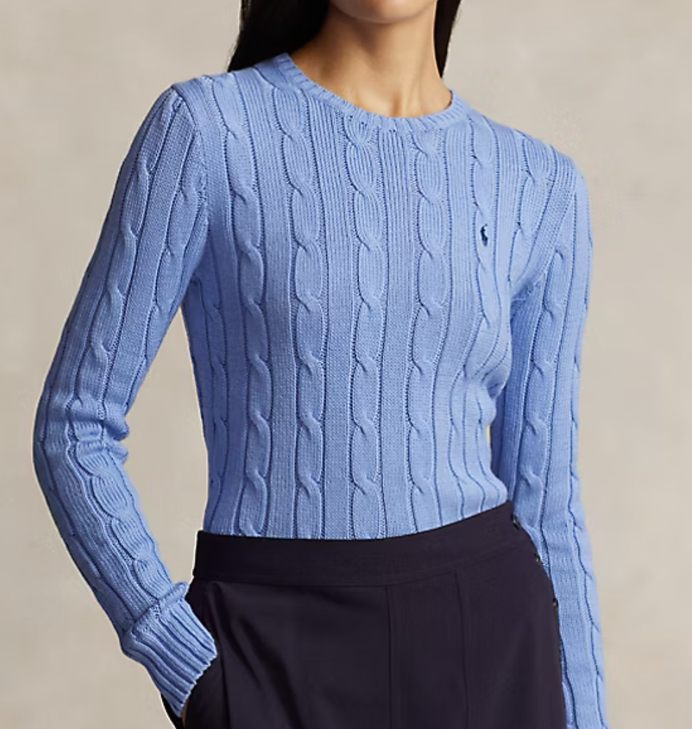 Cable-Knit Cotton Crewneck Sweater