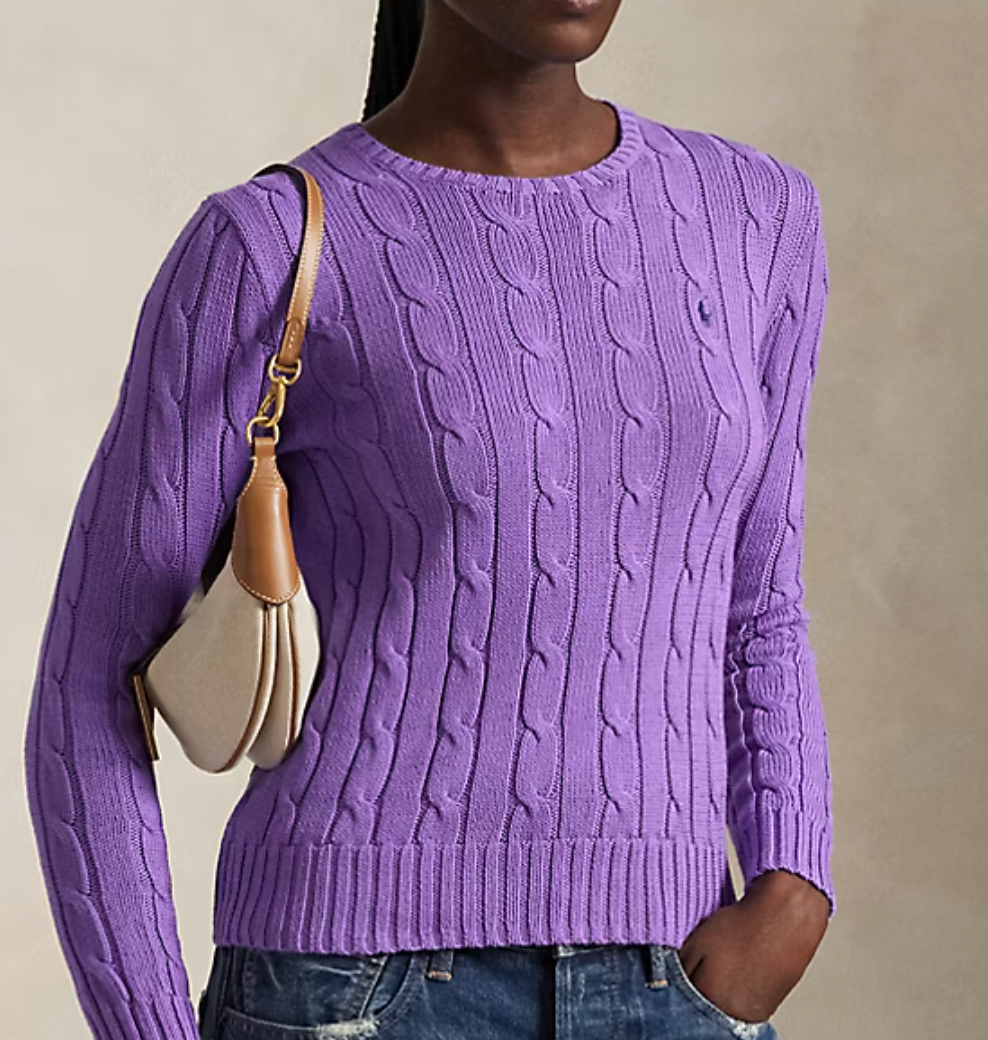 Cable-Knit Cotton Crewneck Sweater