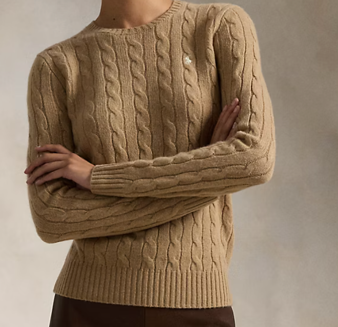 Cable-Knit Cotton Crewneck Sweater