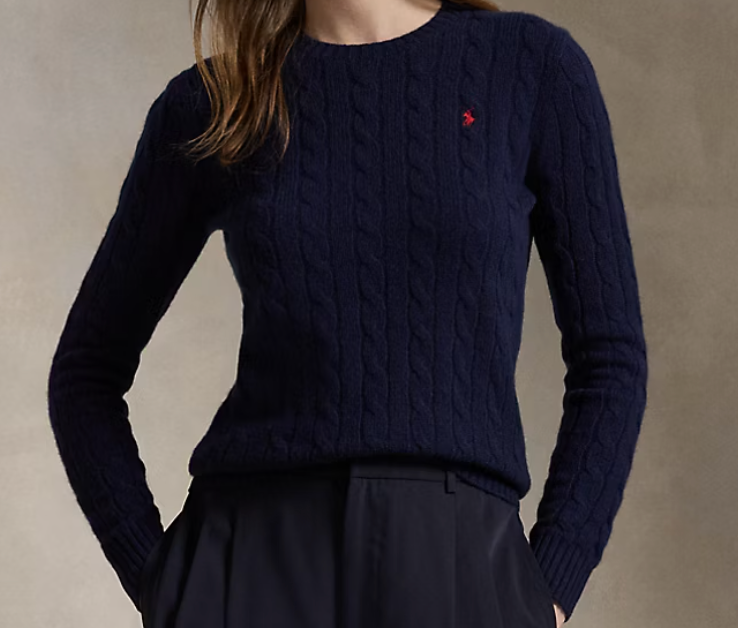 Cable-Knit Cotton Crewneck Sweater