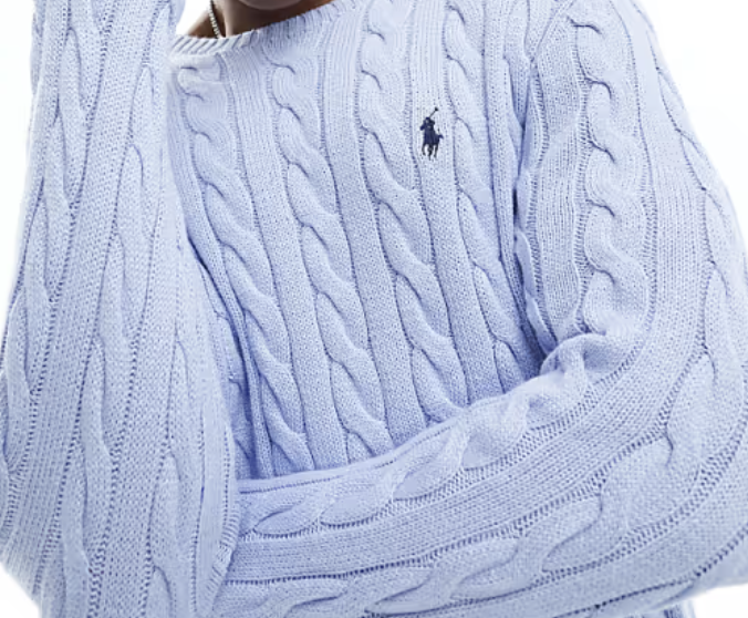 Cable-Knit Cotton Crewneck Sweater
