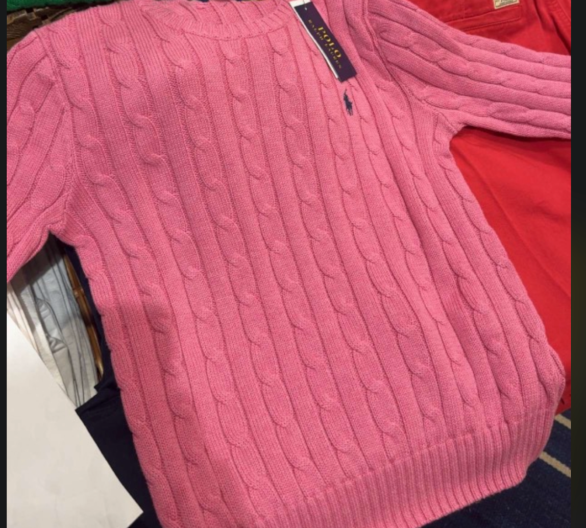 Cable-Knit Cotton Crewneck Sweater